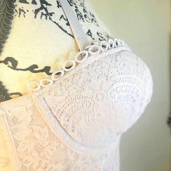 Victoria's Secret Longline Pink Sparkle Bustier Corset Lace Mesh - Picture 8 of 15